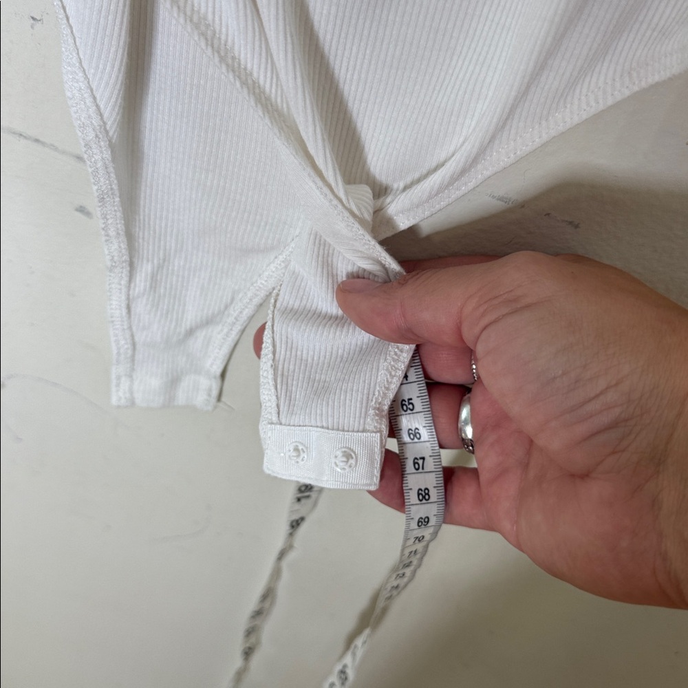 Mittoshop White Button-Front Ribbed Bodysuit Size… - image 3